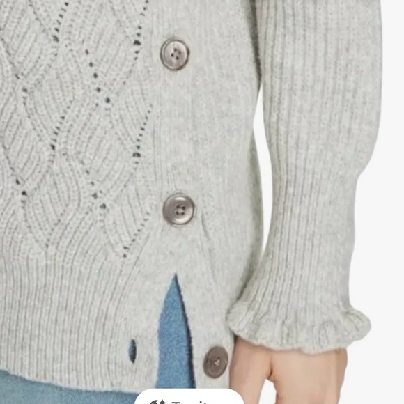 Rebecca Taylor Light Gray Cable-Knit Sweater XS - Picture 5 of 7